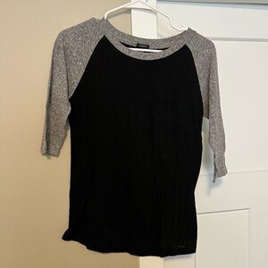 Forever 21 Black and Gray Fitted Raglan Tee